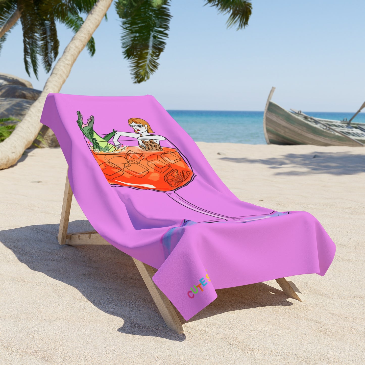 Alligator Aperol Spritz Summer Beach Towel