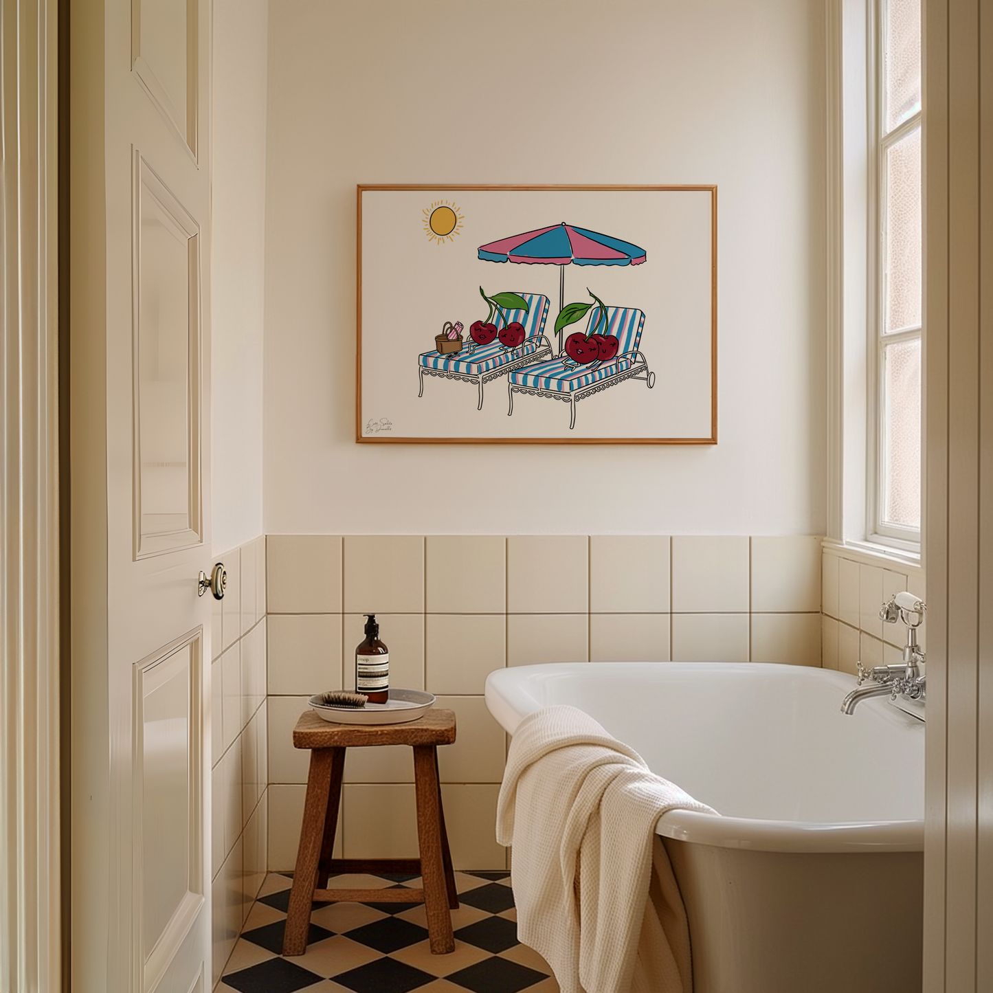 Cherry Summer Cute Illustrated Wall Art