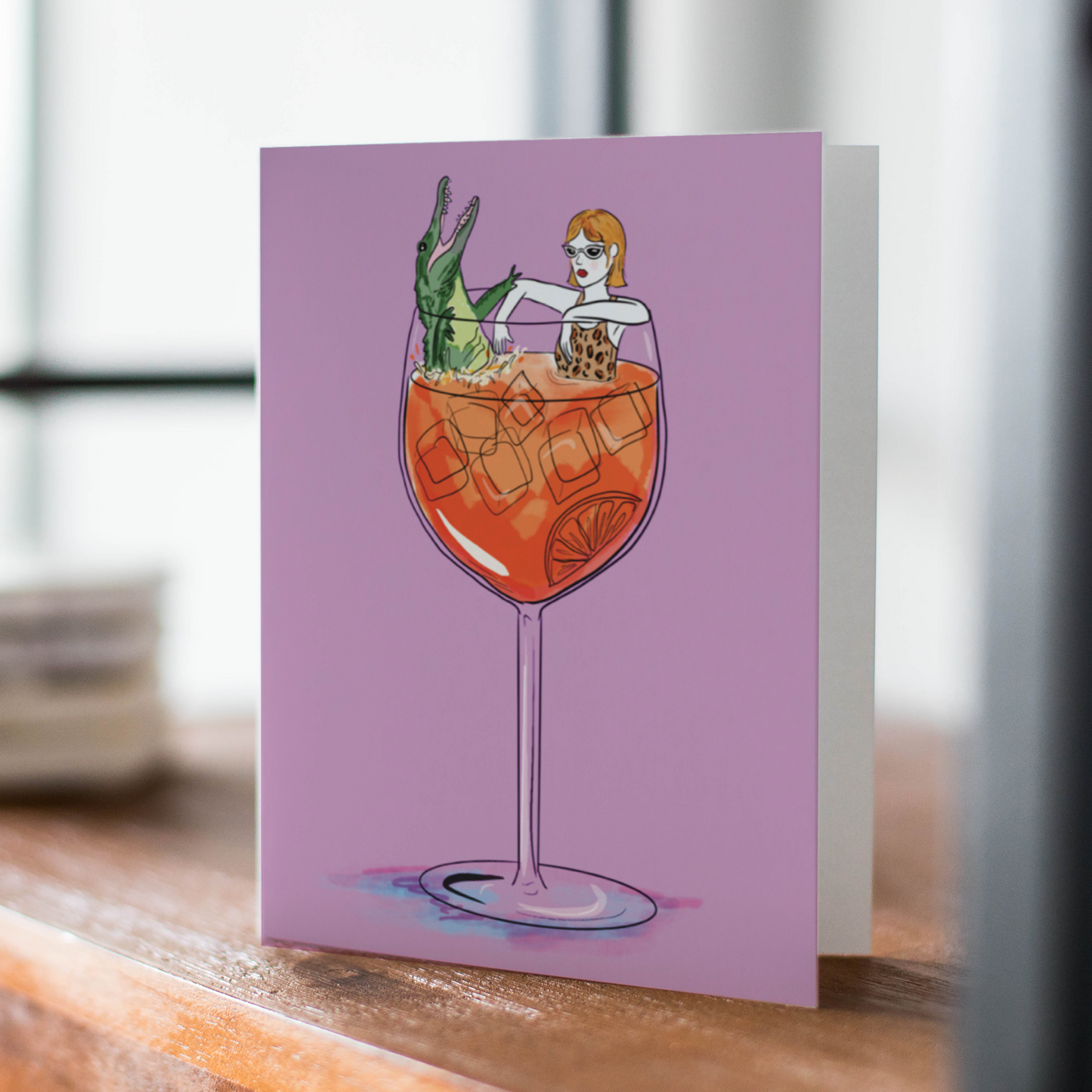 Spritz Gator Illustrated Greeting Card