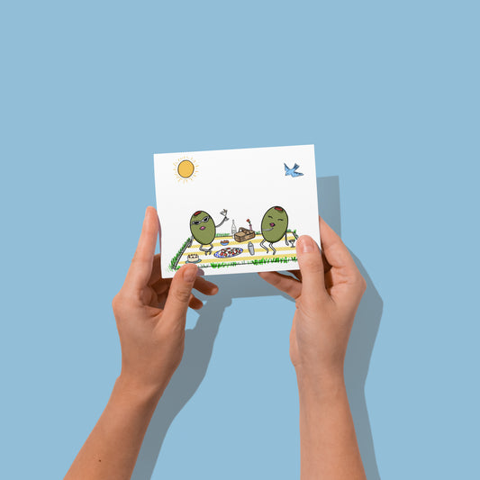 Olive Cute Summer Picnic Illustrated Greeting Card