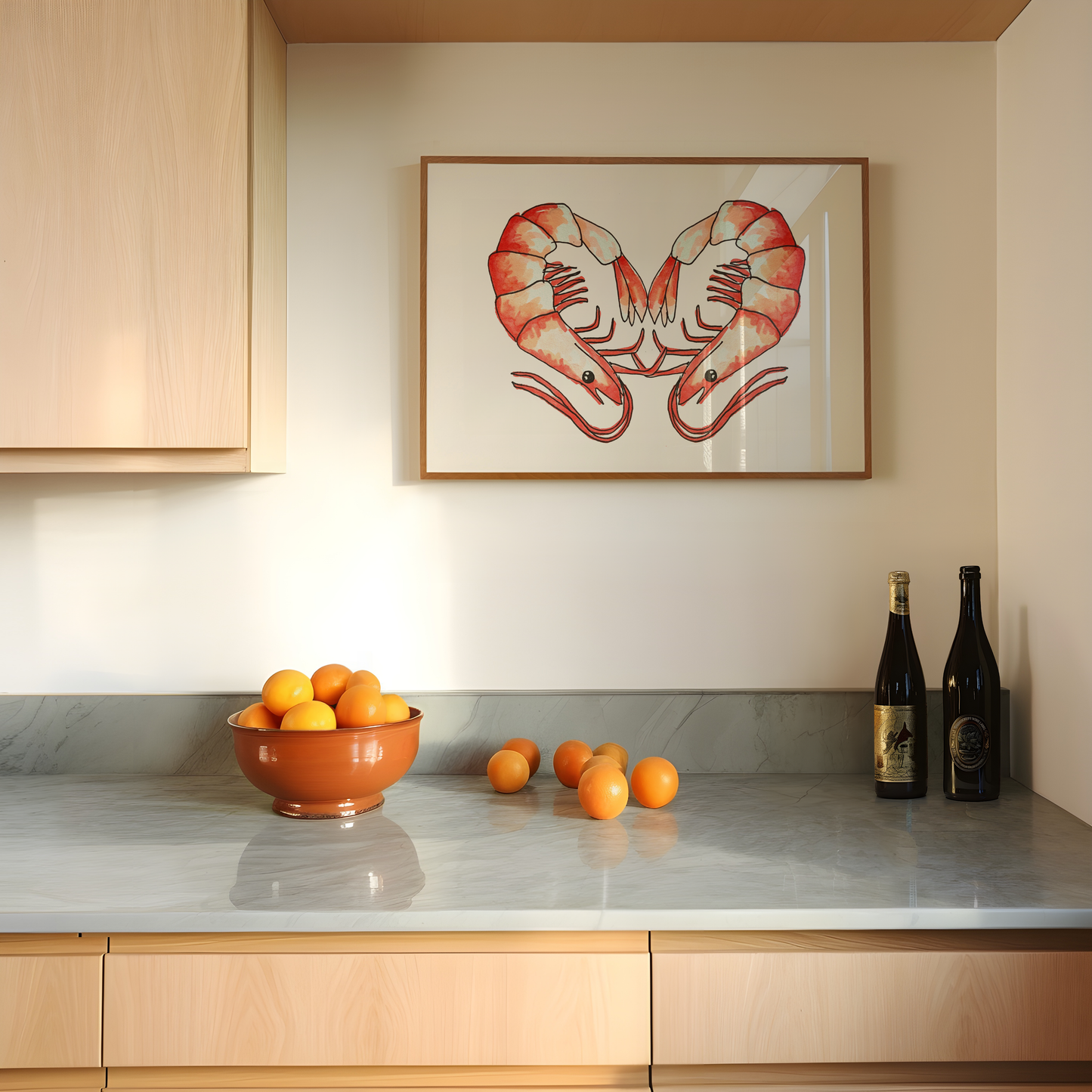 Love Shrimp Illustrated Wall Print