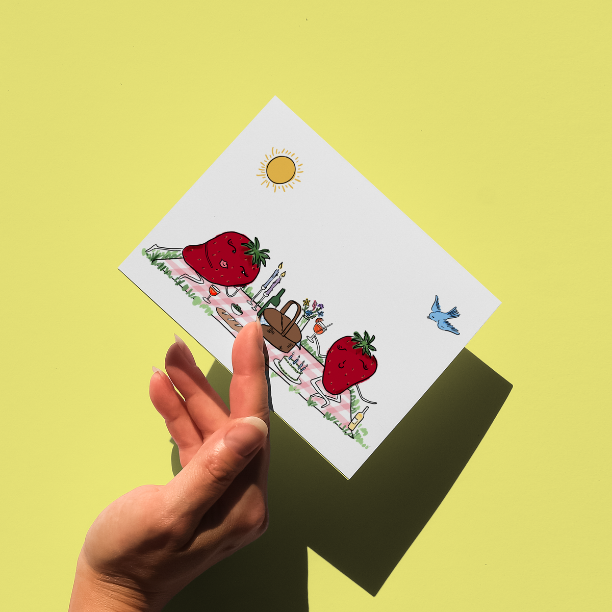 Strawberry Picnic Cute Illustrated Card
