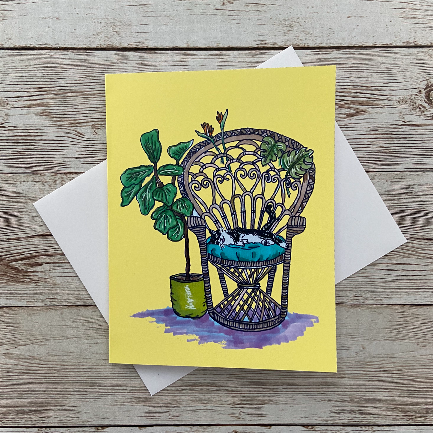 Rattan Cat Greeting Card