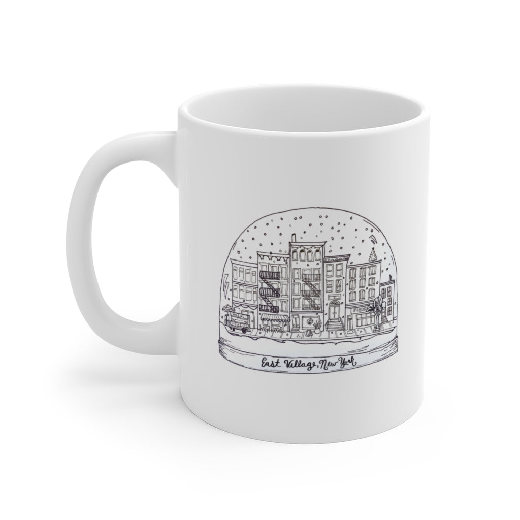 East Village Holiday White Ceramic Mug