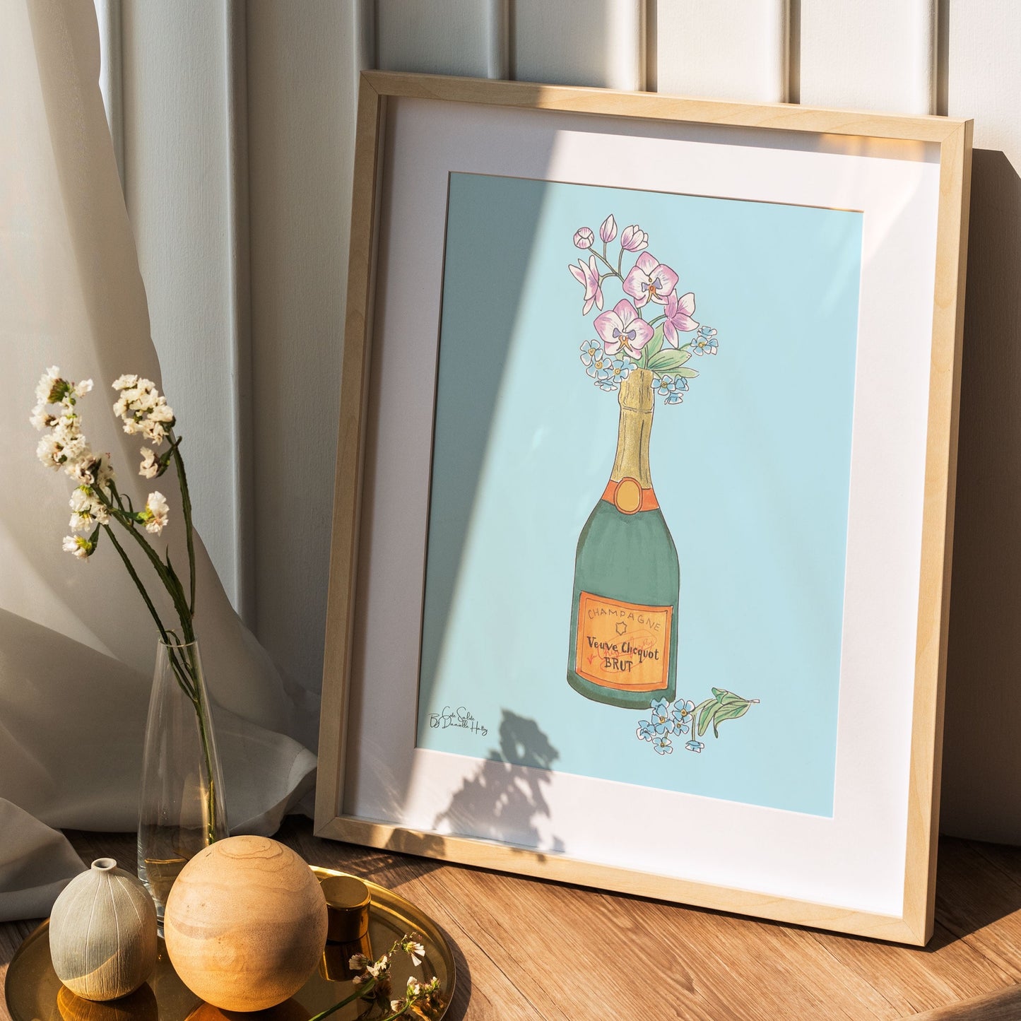 Orchid Champagne Illustrated Wall Art Print