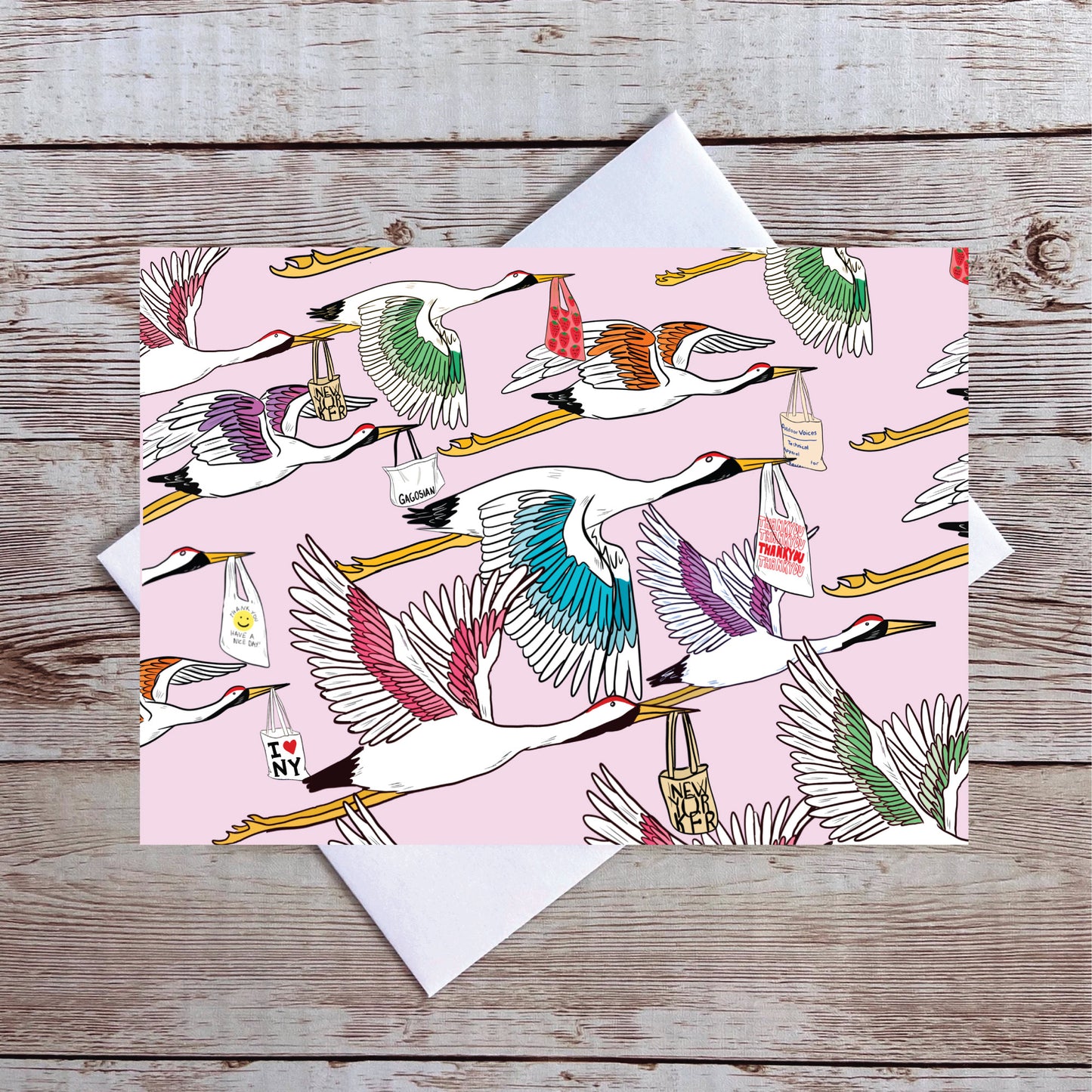 Crane Illustrated Greeting Card