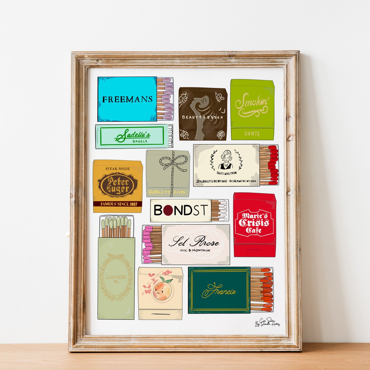 NYC Matchbook Illustration Pt 4 Wall Print