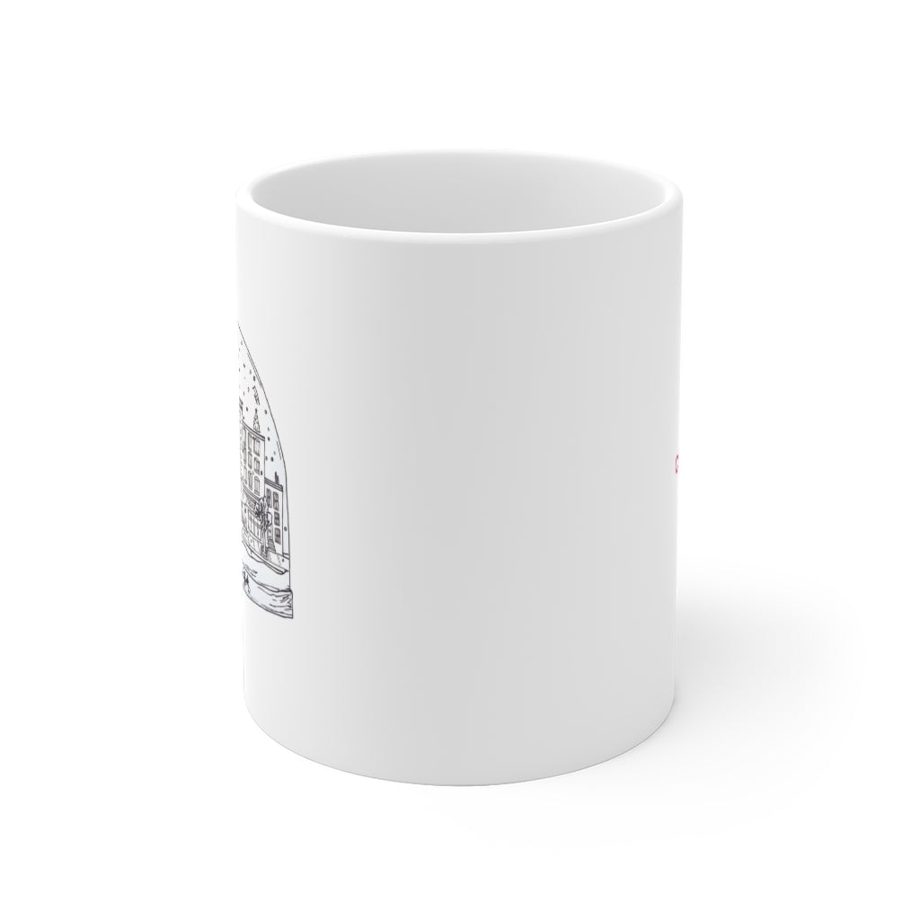 East Village Holiday White Ceramic Mug