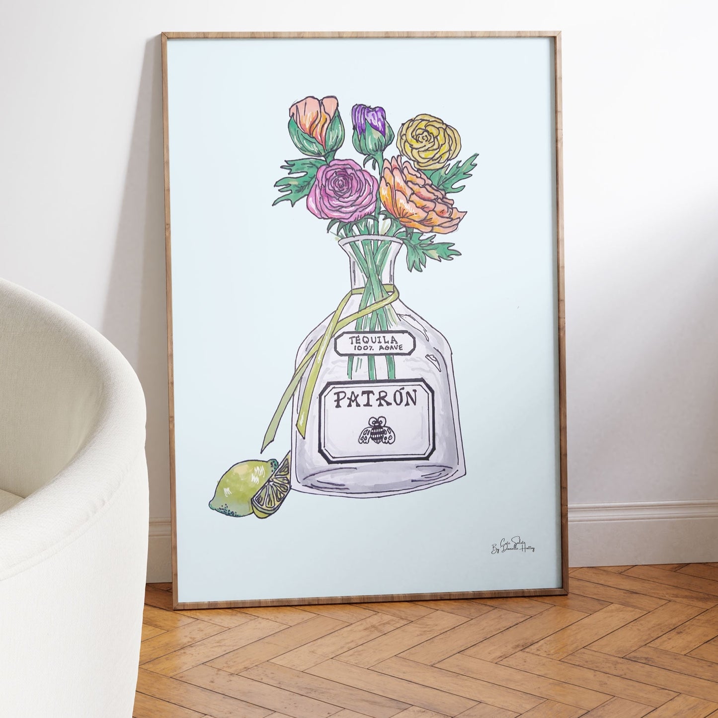 Patron Tequila Illustrated Wall Art Print