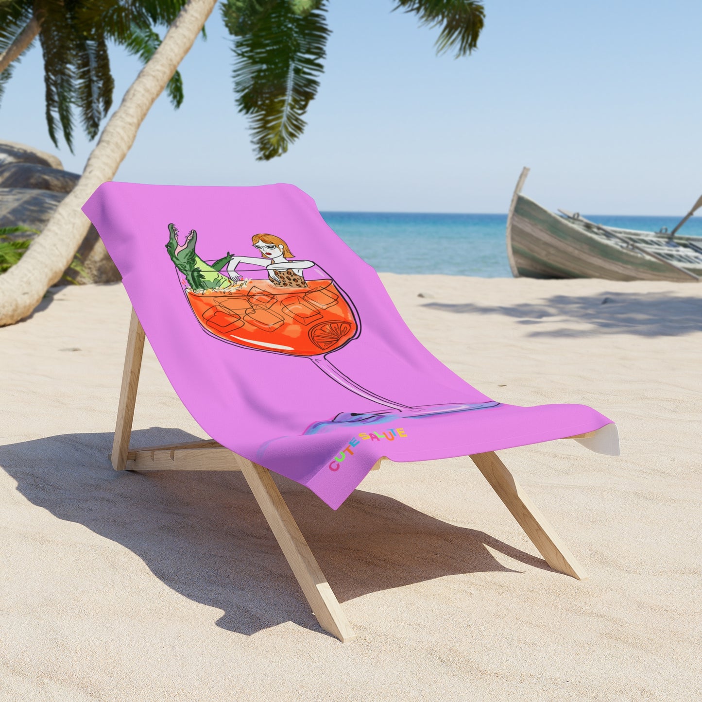 Alligator Aperol Spritz Summer Beach Towel