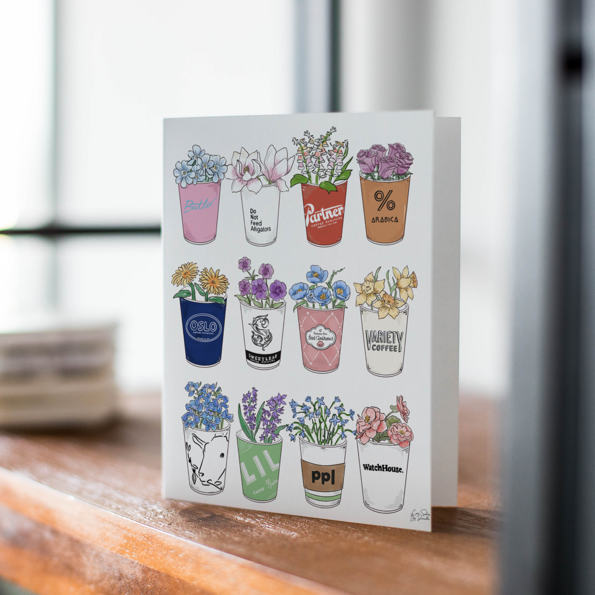 New York City Coffee Cup Illustration Greeting Card