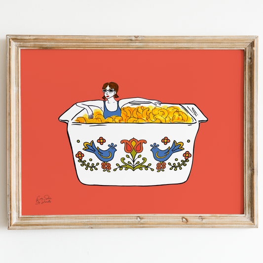 Corningware Country Festival Mac N' Cheese Illusrated Wall Print