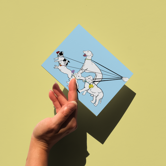 Dog Walk Illustrated Greeting Card