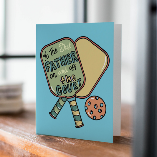 Father's Day Pickleball Illustrated Greeting Card