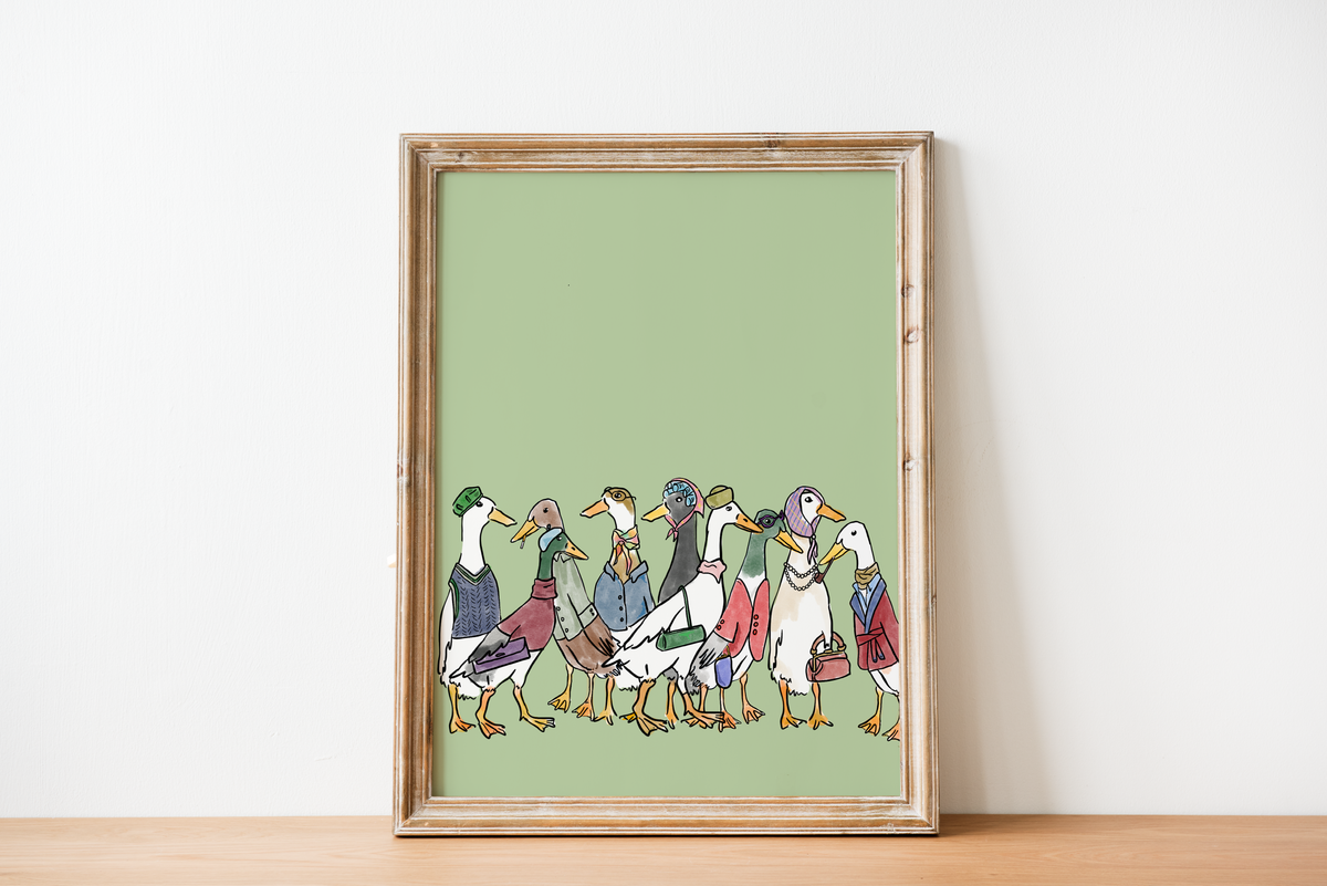 Runner Duck Vintage Illustrated Wall Art