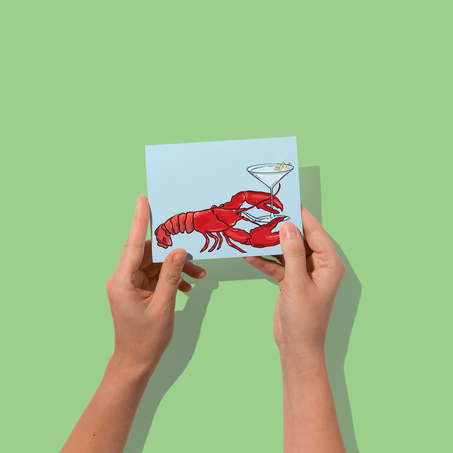Lobster Martini Illustrated Greeting Card