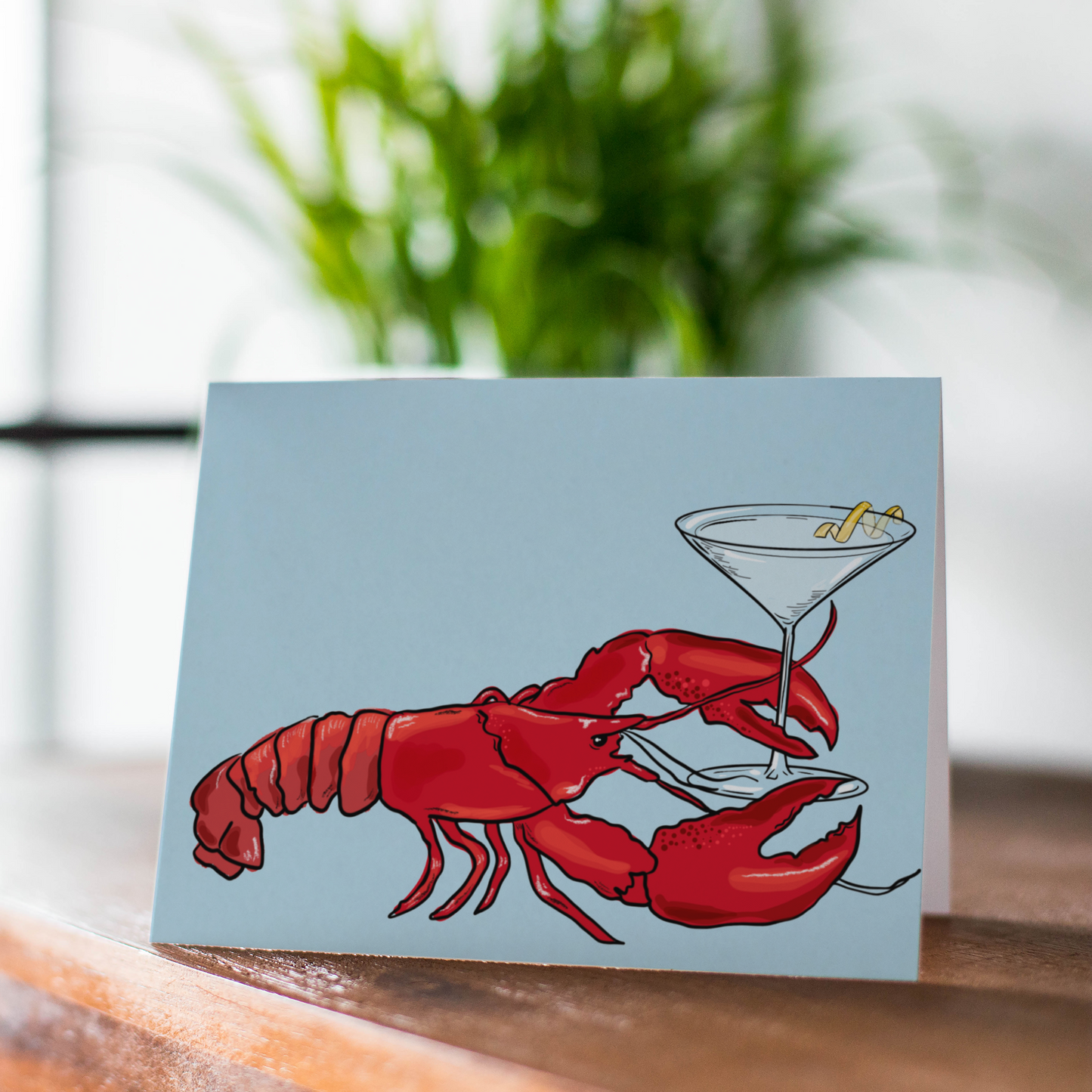 Lobster Martini Illustrated Greeting Card