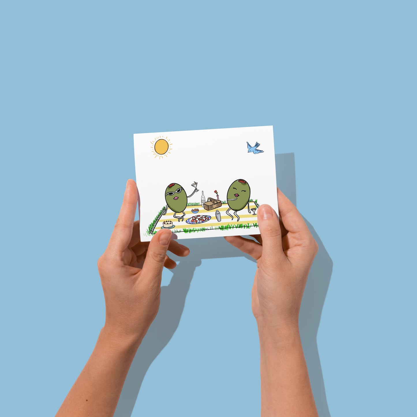 Olive Cute Summer Picnic Illustrated Greeting Card