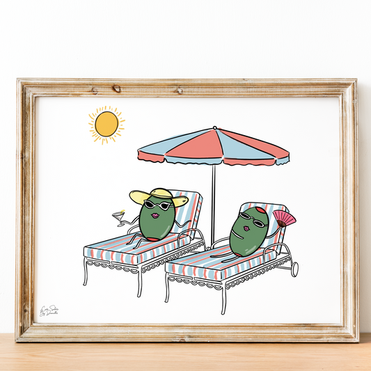 Olive Summer Cute Illustrated Wall Art