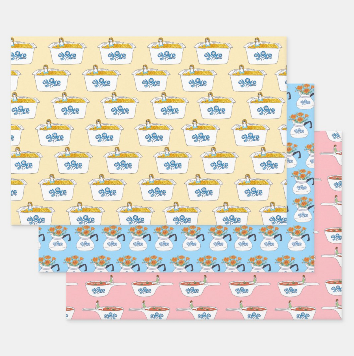Corningware Blue Cornflower Gift Wrap Sheet Set