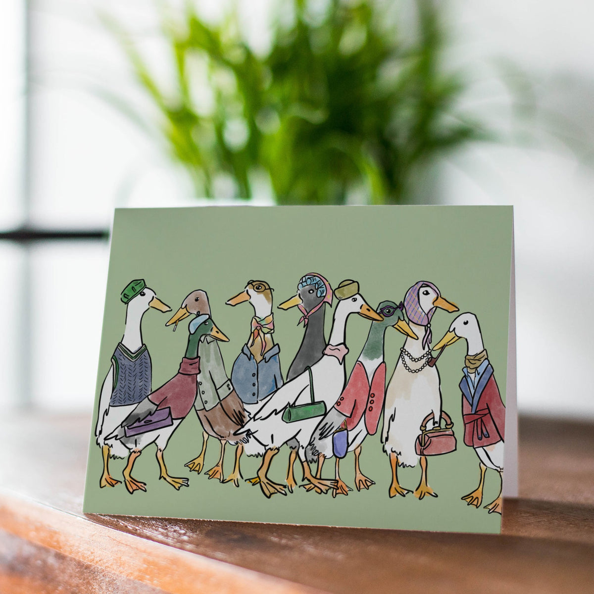 Runner Duck Illustrated Vintage Inpsired Greeting Card