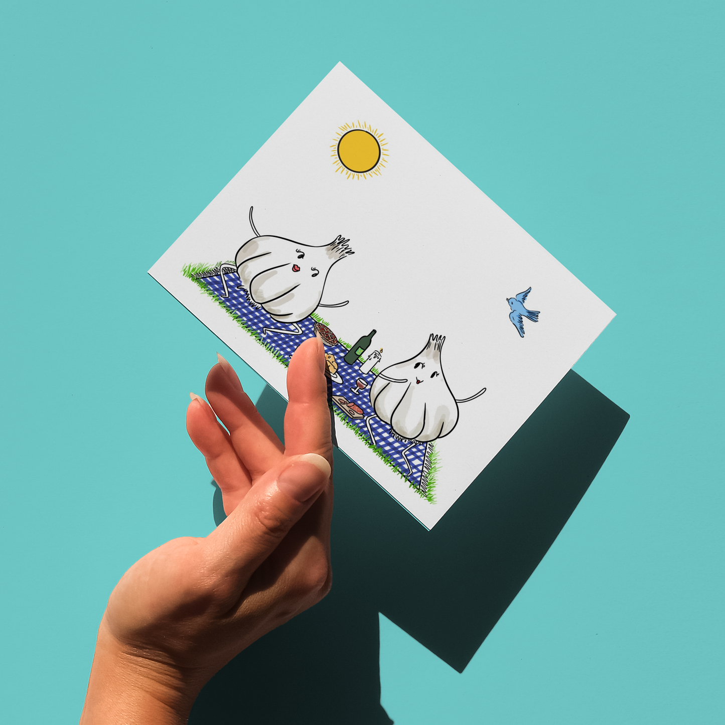 Garlic Summer Illustrated Greeting Card, Cute Birthday Cards, Friendship Card