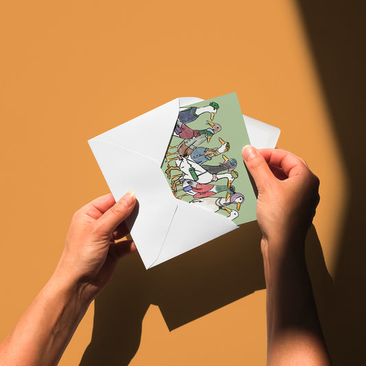 Runner Duck Illustrated Vintage Inpsired Greeting Card