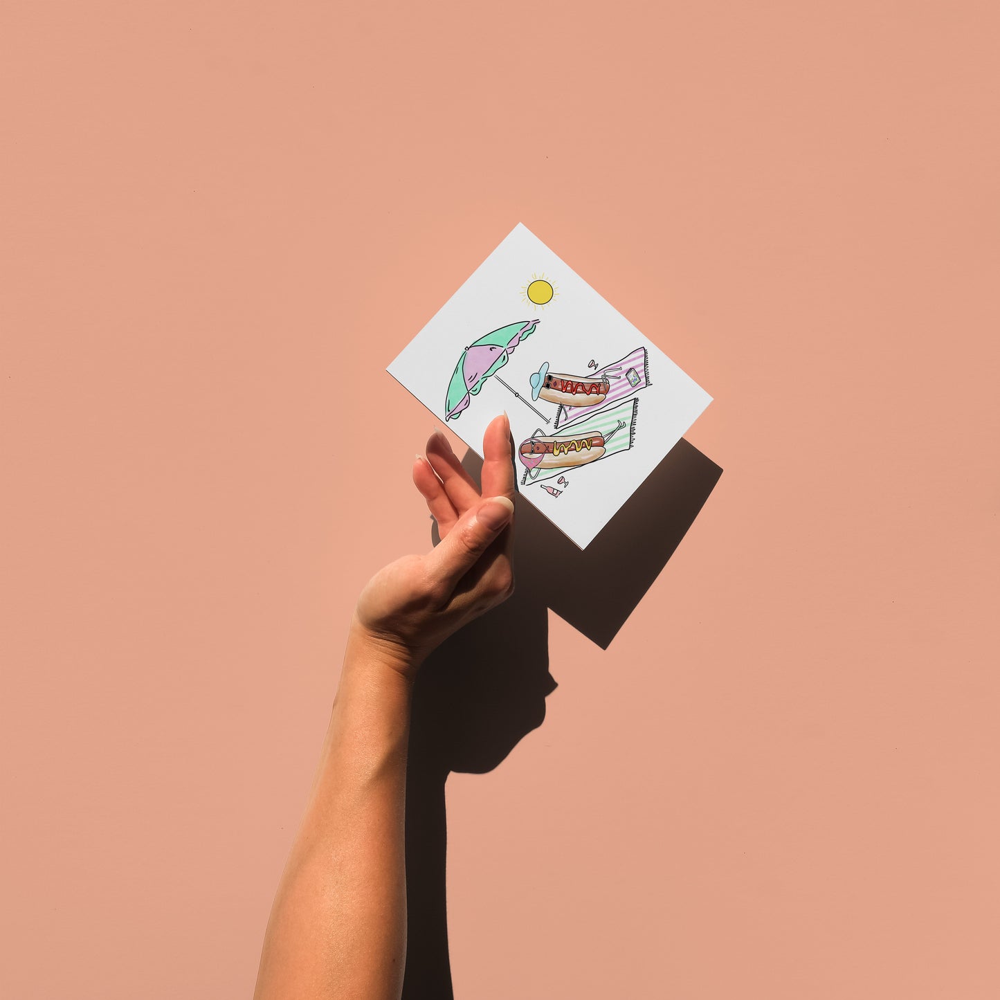 Hot Dog Illustrated Summer Blank Greeting Card