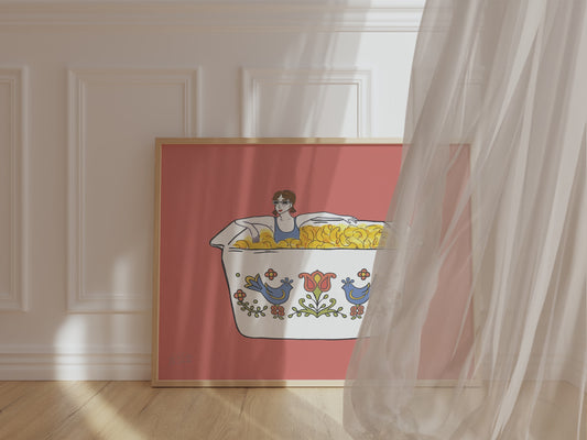 Corningware Country Festival Mac N' Cheese Illusrated Wall Print