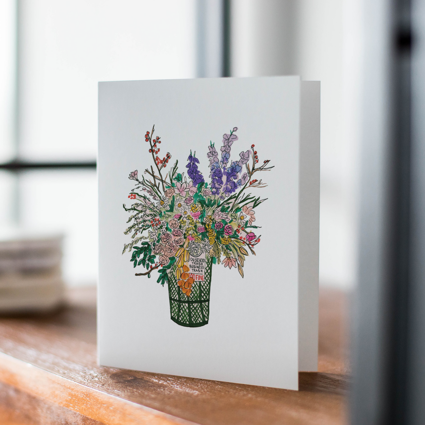 Street Flower Bouquet Illustrated Greeting Card