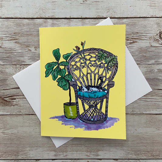 Rattan Cat Greeting Card