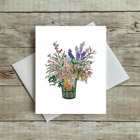 Street Flower Bouquet Illustrated Greeting Card
