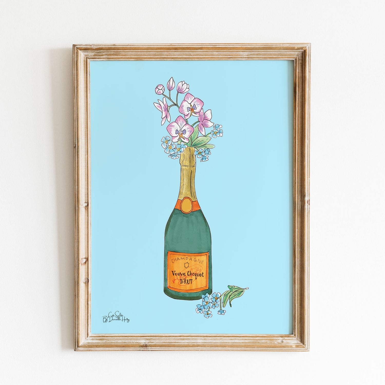 Orchid Champagne Illustrated Wall Art Print – Cute Salute