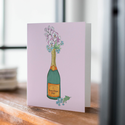 Orchid Champagne Illustrated Greeting Card