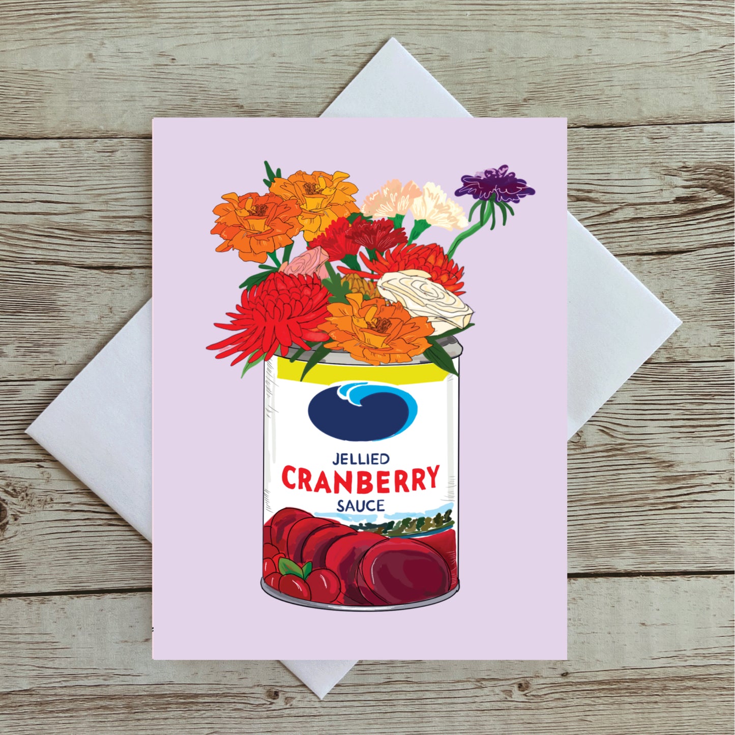 Jellied Cranberry Sauce Illustrated Greeting Card