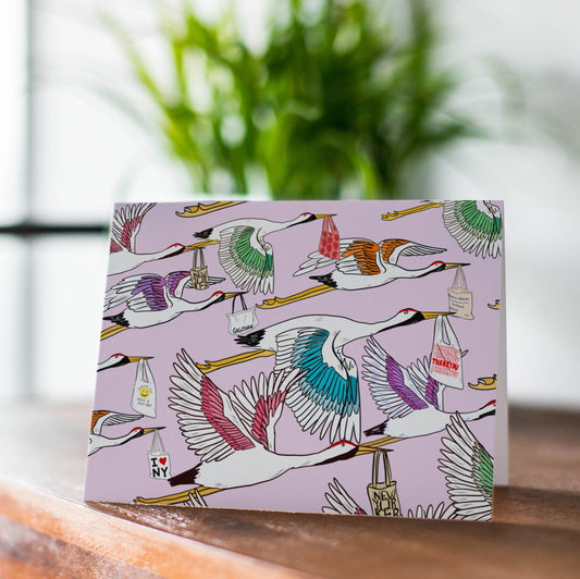 Crane Illustrated Greeting Card