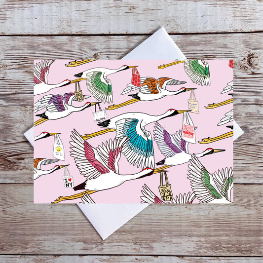 Crane Illustrated Greeting Card