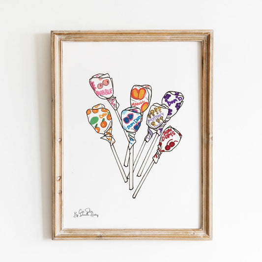 Dum Dum Lollipop Illustrated Wall Print