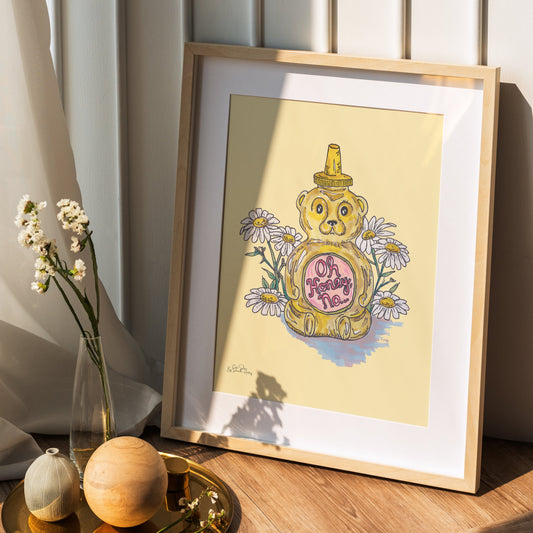 frame wall art of honey bear