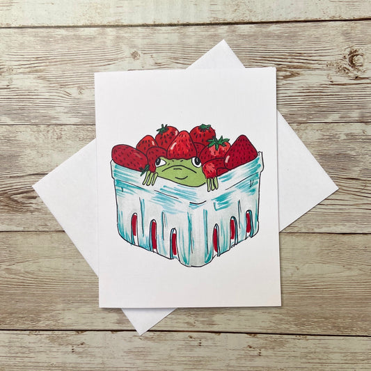 Strawberry Frog Greeting Card