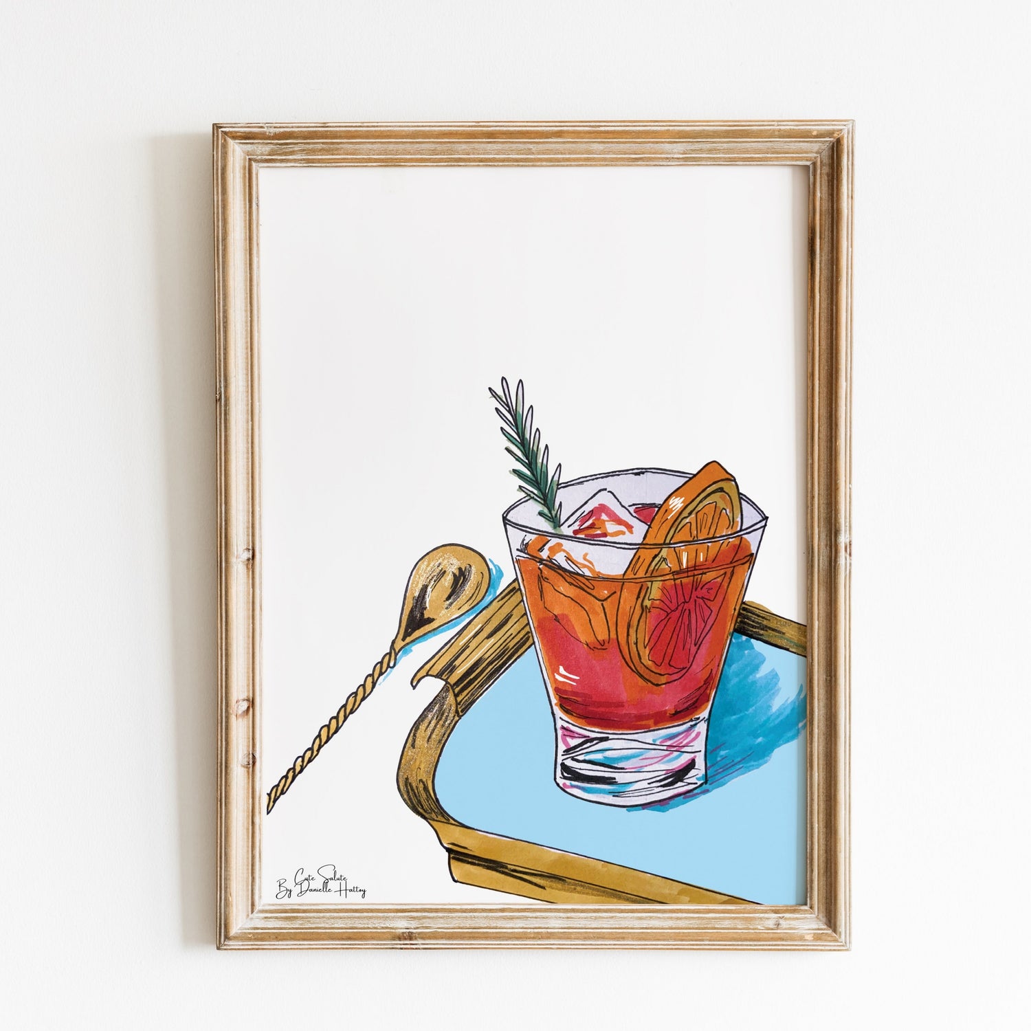 wall art of a negroni cocktail