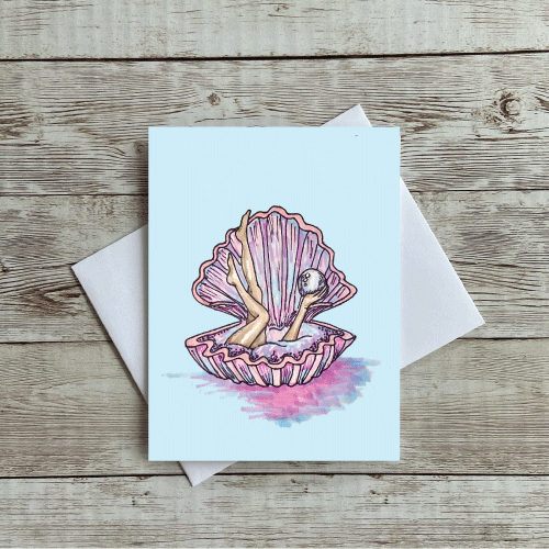 Pearl Oyster Illustrated Greeting Card