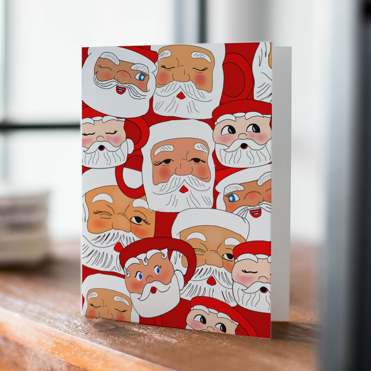 Vintage Christmas Santa Mug Greeting Card