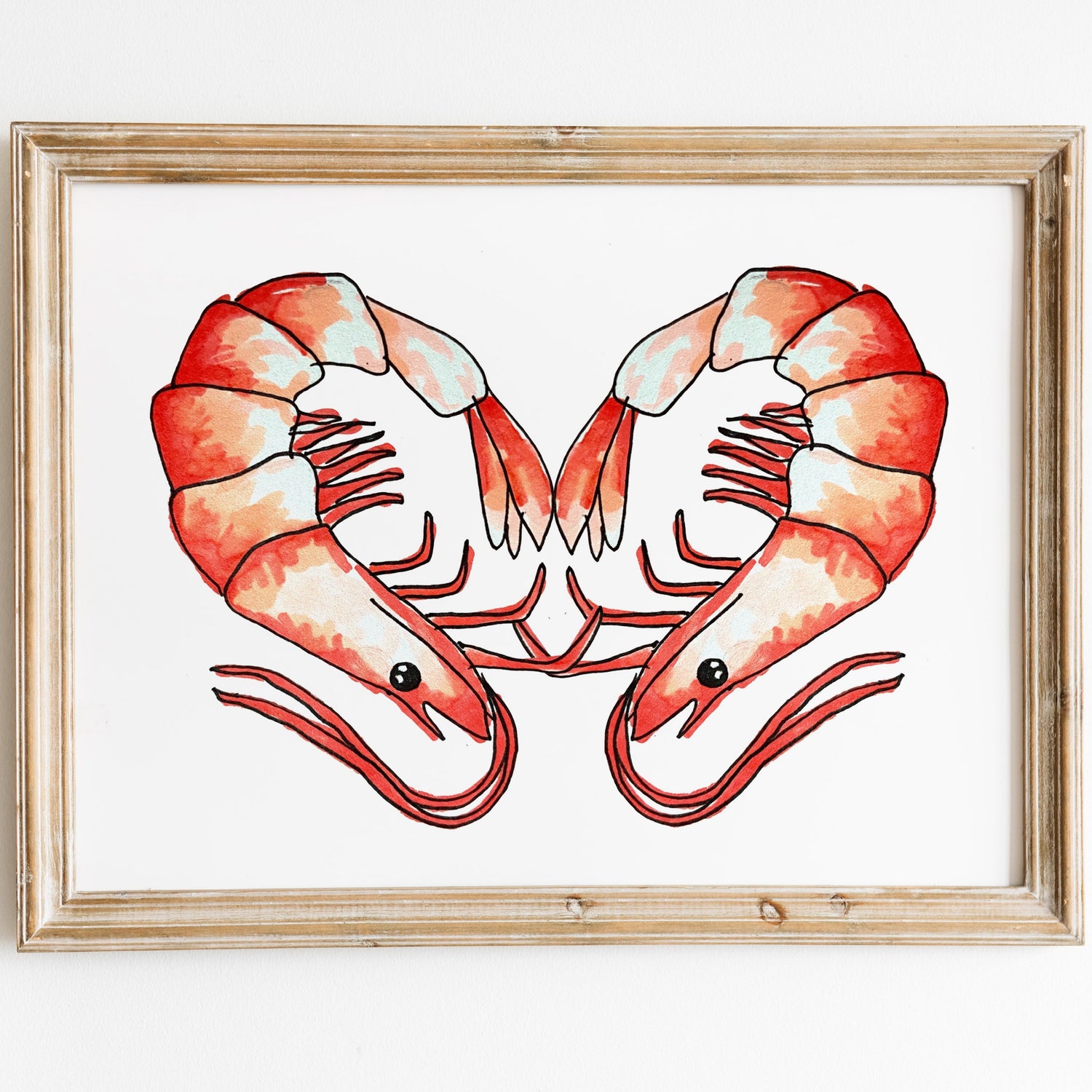 wall art of two shrimp in the shape of a heart