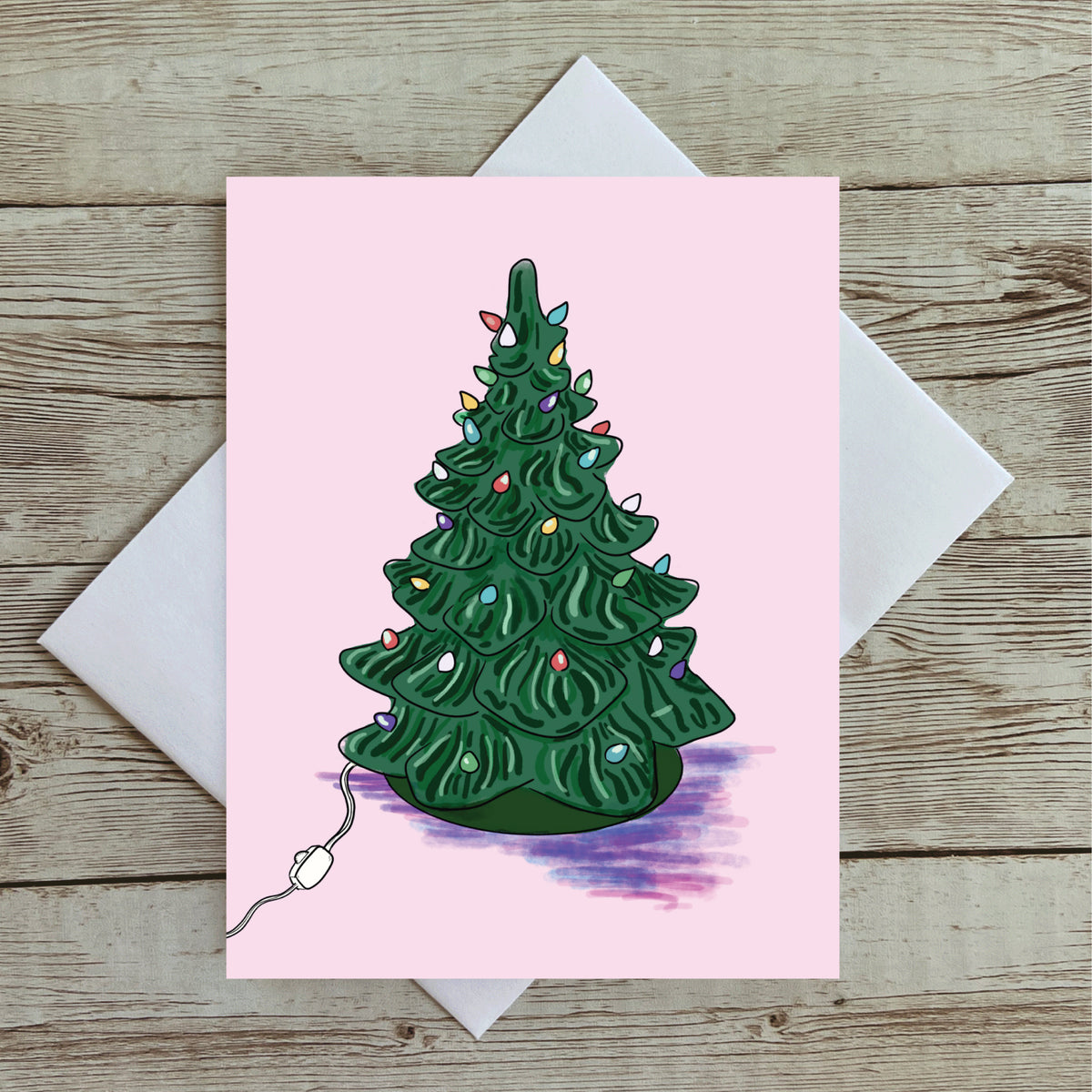 Retro Vintage Glass Christmas Tree Holiday Greeting Card