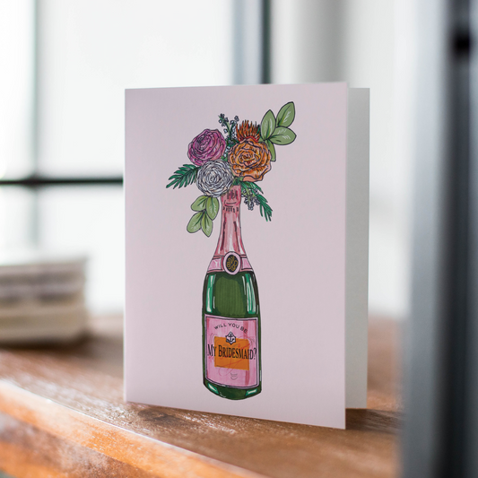 Bridesmaid Proposal Champagne Greeting Card