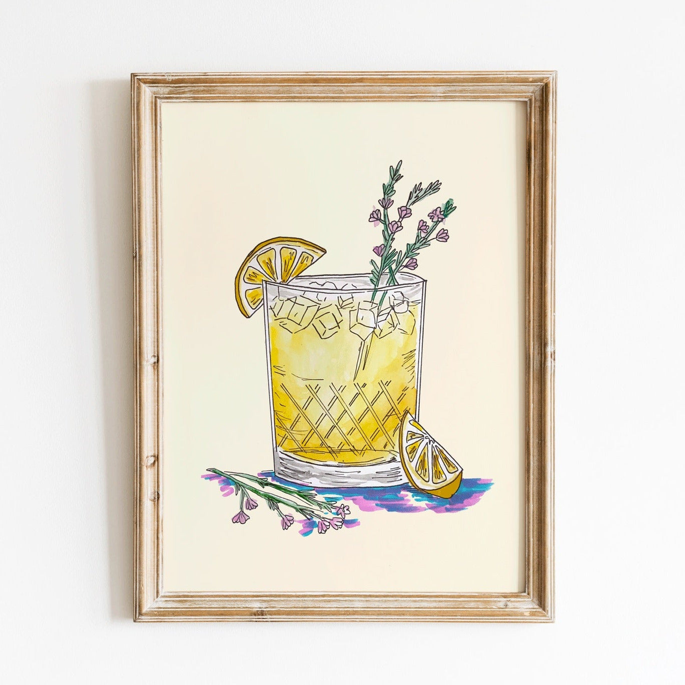 wall art of a lemon cocktail