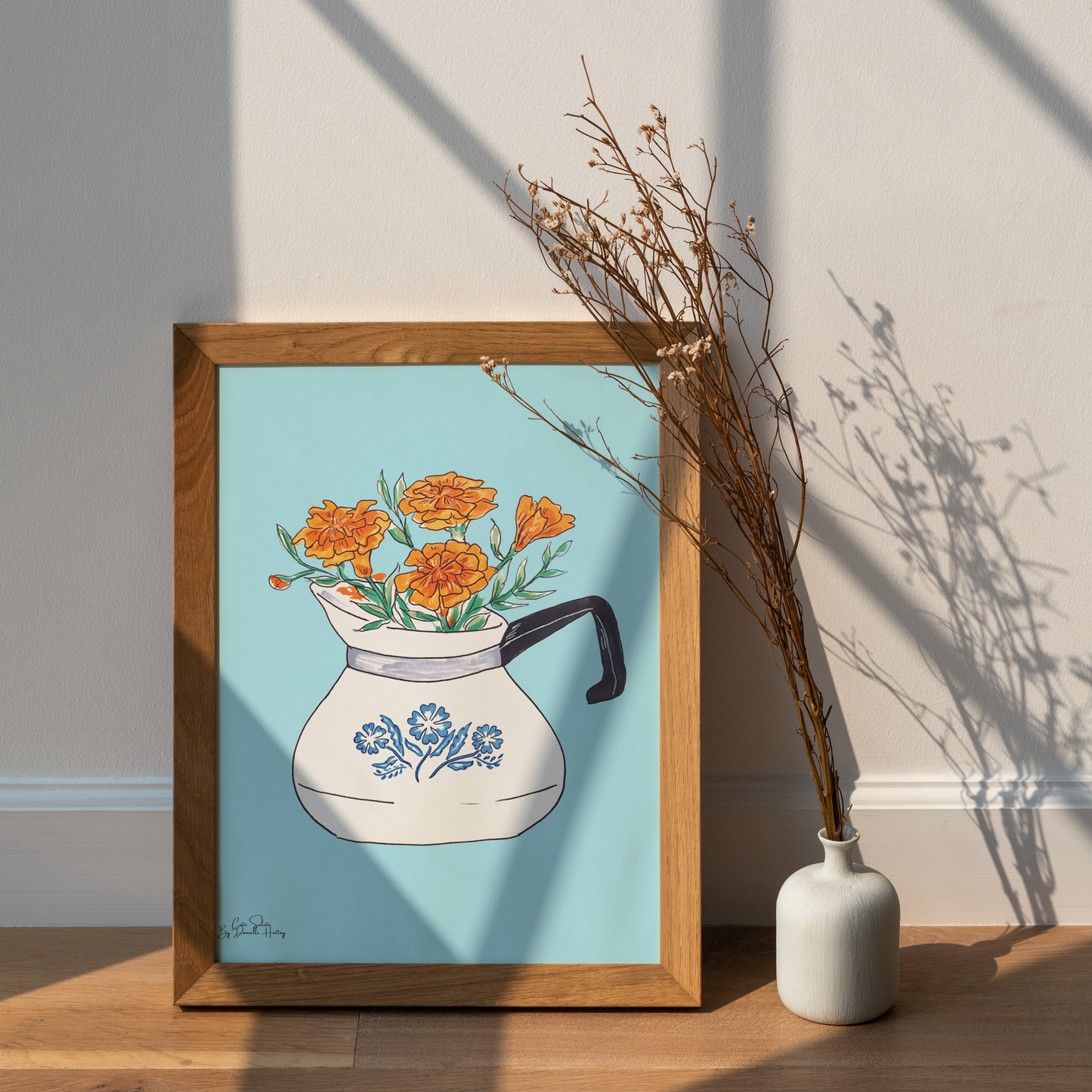 Vintage Corningware Teapot Illustrated Wall Print