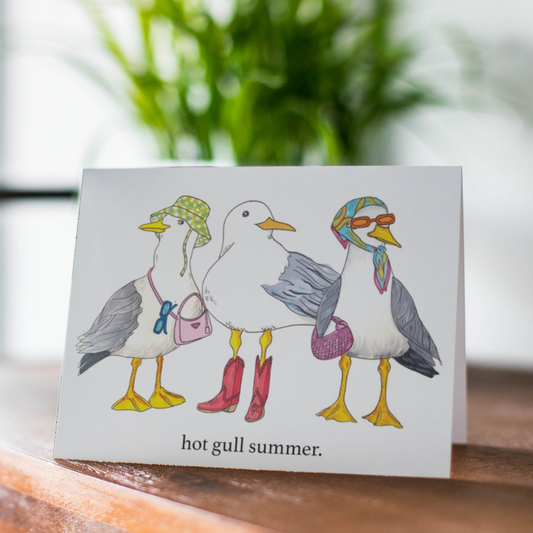 Hot Gull Summer Illustrated Greeting Card