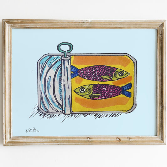 Sardine Illustrated Wall Art Print